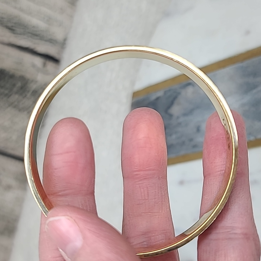 J Crew Gold Plated Enamel Bangle & Hinged Calf Hair Bracelet in Black & Gold - Picture 13 of 16